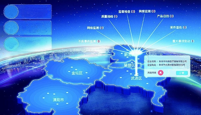 常州市醫(yī)療器械風(fēng)險(xiǎn)防控嵌入式智能預(yù)警云平臺(tái)風(fēng)險(xiǎn)防控預(yù)警圖。