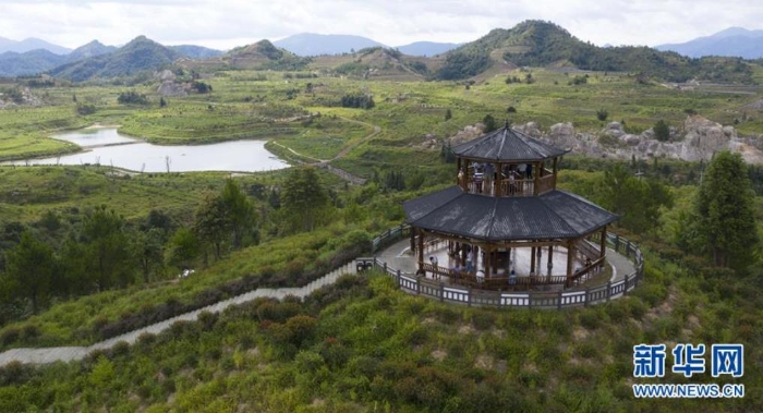 這是位于江西省尋烏縣文峰鄉(xiāng)上甲村附近的生態(tài)修復(fù)區(qū)（7月19日攝，無人機照片）。 新華社記者 彭昭之 攝