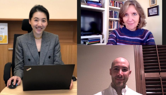 左：將門聯(lián)合創(chuàng)始人兼CEO高欣欣；右上：沃爾瑪全球食品安全與合規(guī)副總裁薩拉·莫提默；右下：沃爾瑪食品安全協(xié)作中心高級總監(jiān)華智偉