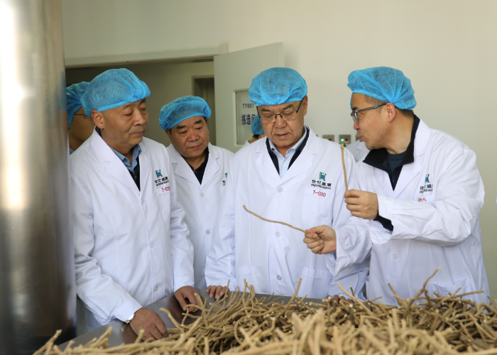 圖為調(diào)研組在一家中藥生產(chǎn)企業(yè)的前處理提取車間了解中藥注射劑智能化平臺(tái)建設(shè)情況。（楊喆 攝）